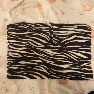 Brandy Melville zebra print tube top w/ 3 lil buttons, rarely worn, size xs/s